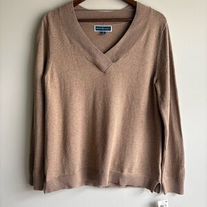 Karen Scott Chestnut Heather V-Neck Pullover Sweater Size Medium NWT